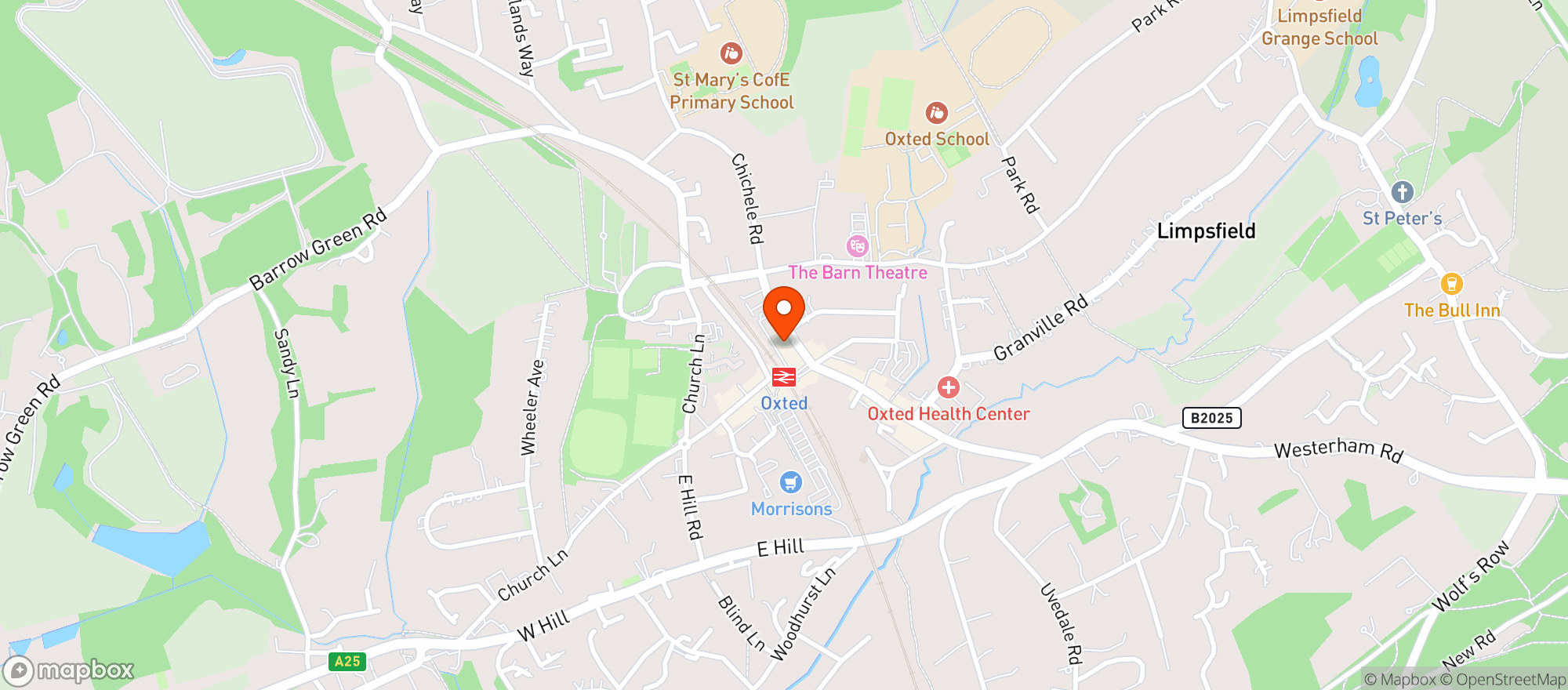 Map showing Waitrose Oxted