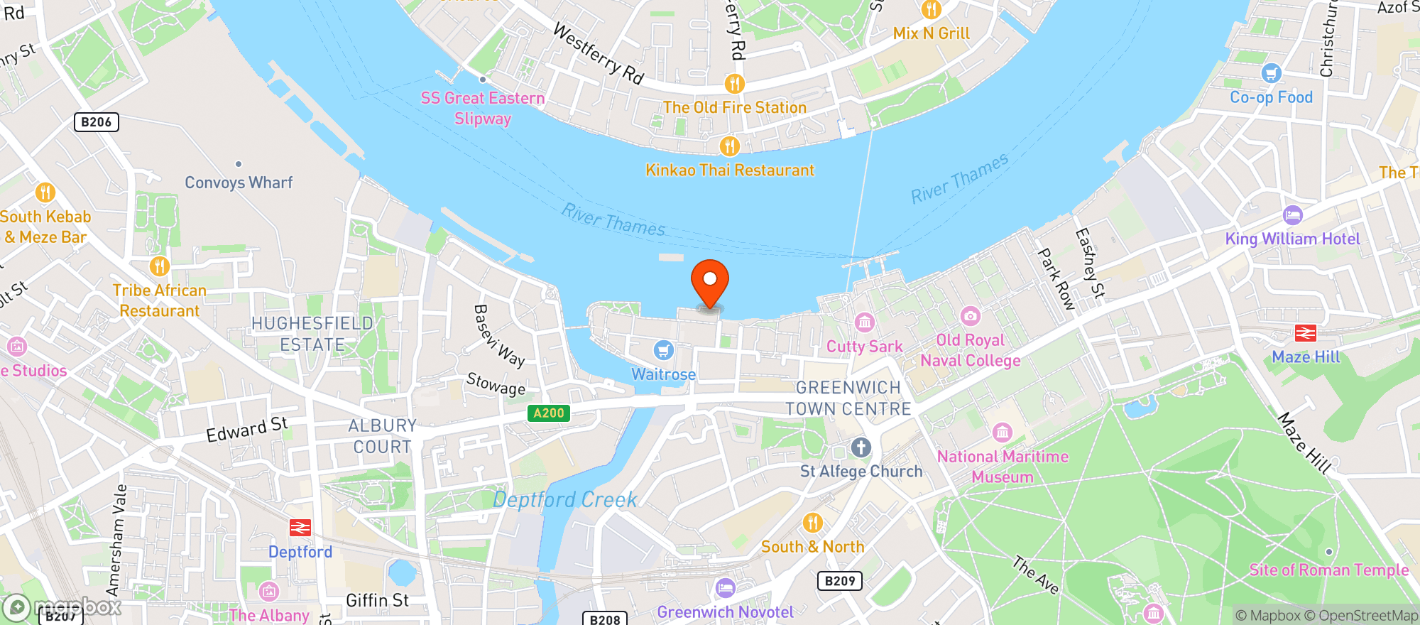Map showing The Sail Loft, Greenwich