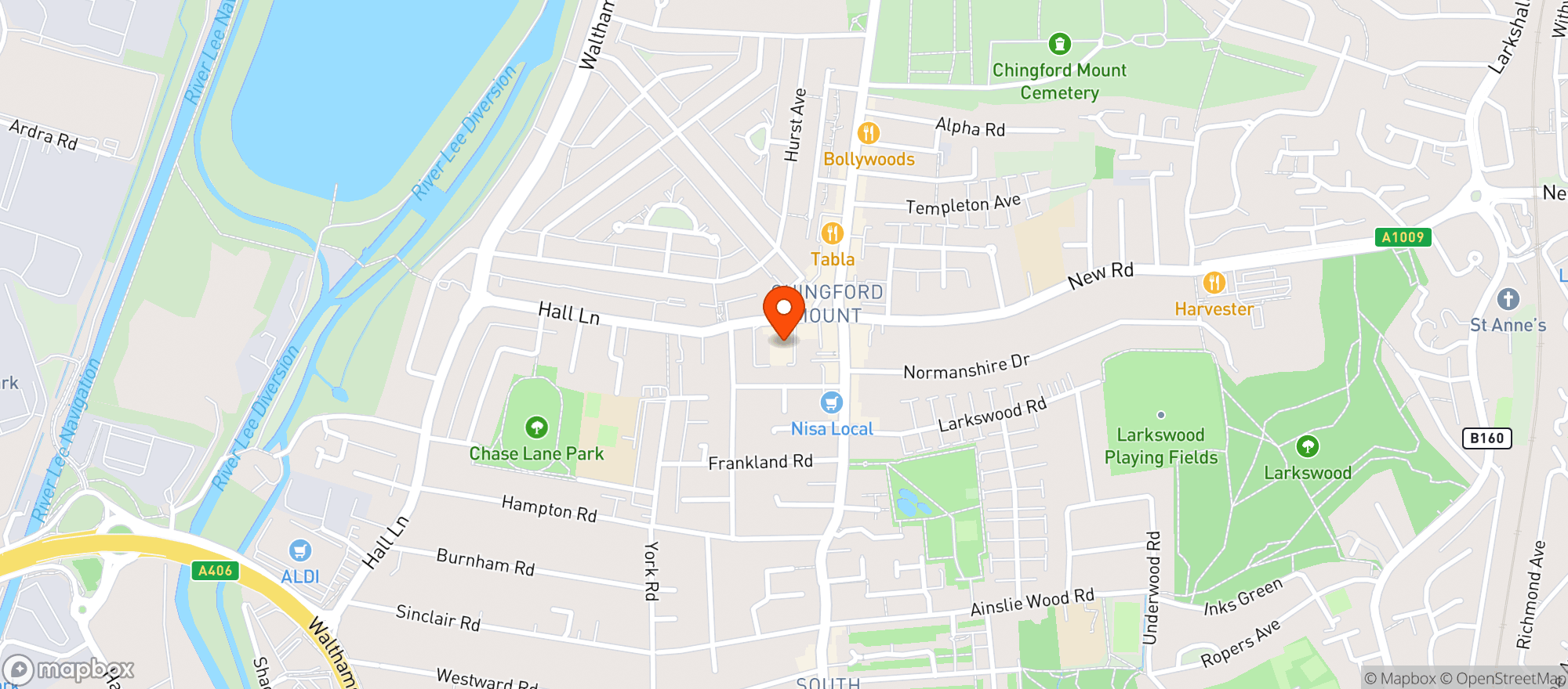 Map showing Sainsburys Chingford