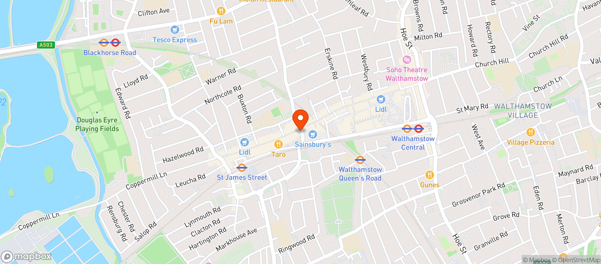 Map showing Sainsburys Walthamstow