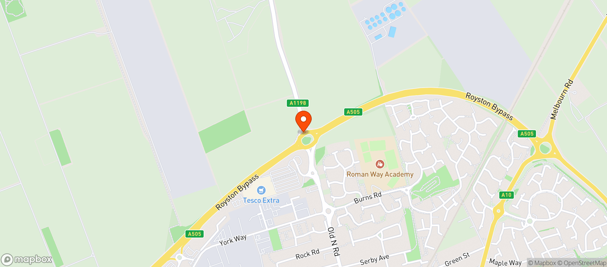 Map showing Tesco Extra Royston