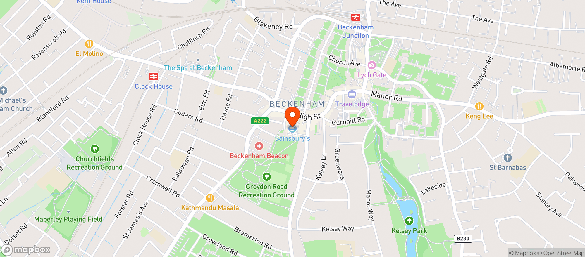 Map showing Sainsburys Beckenham