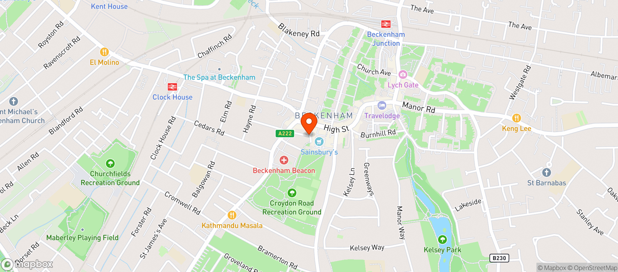 Map showing Waitrose Beckenham
