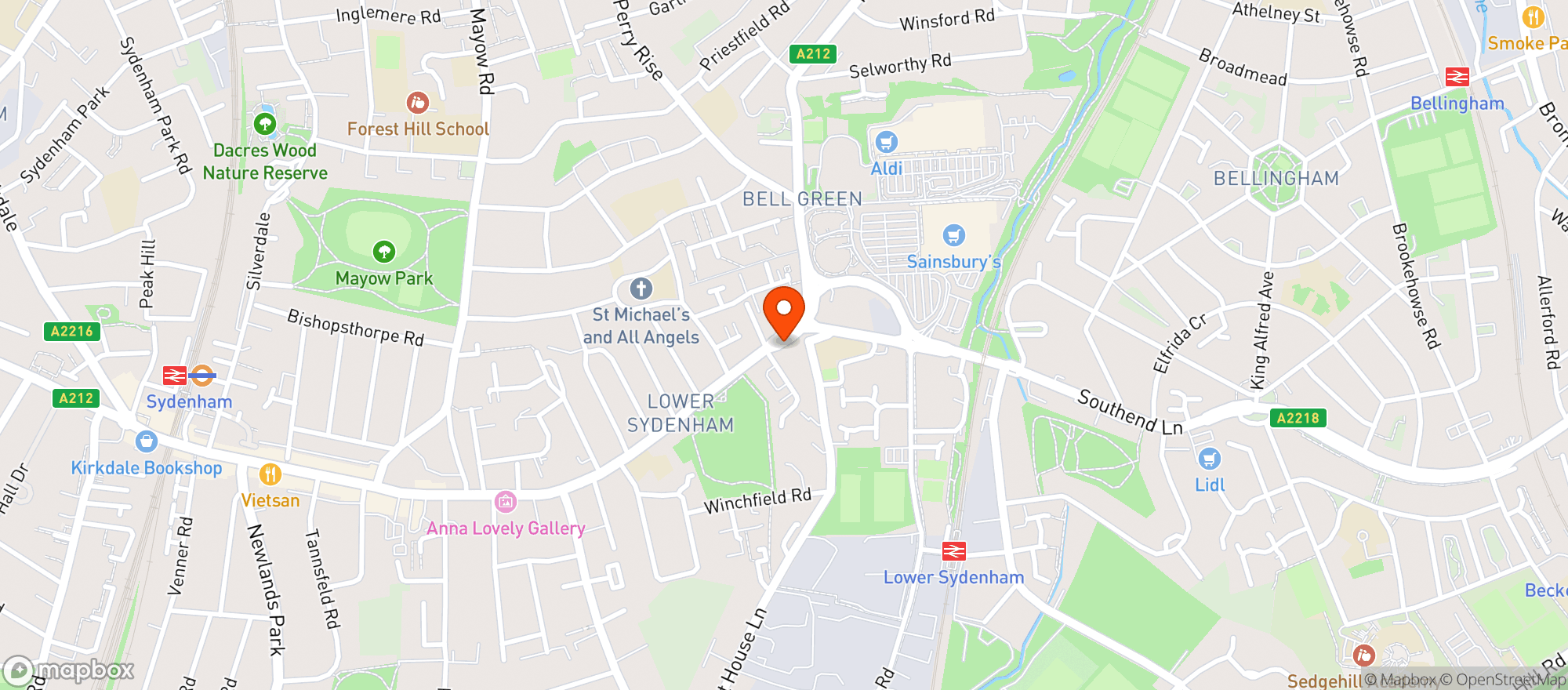 Map showing Sainsburys Sydenham