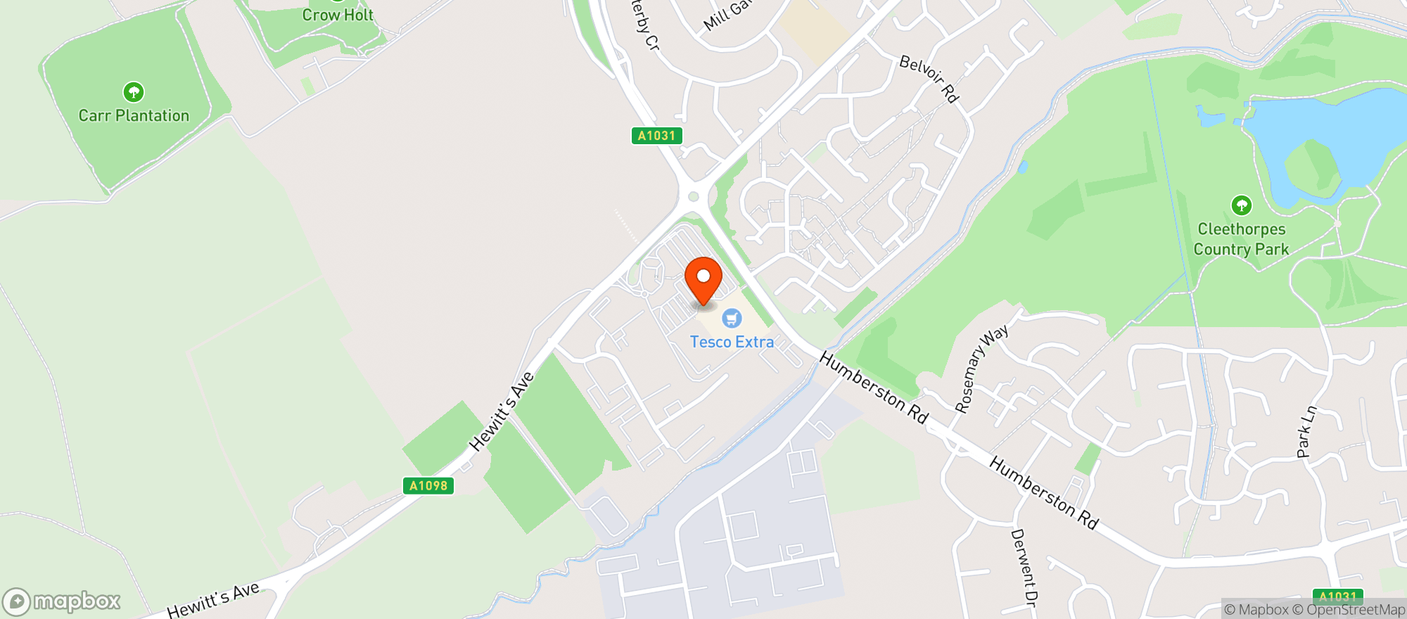 Map showing Tesco Extra Cleethorpes