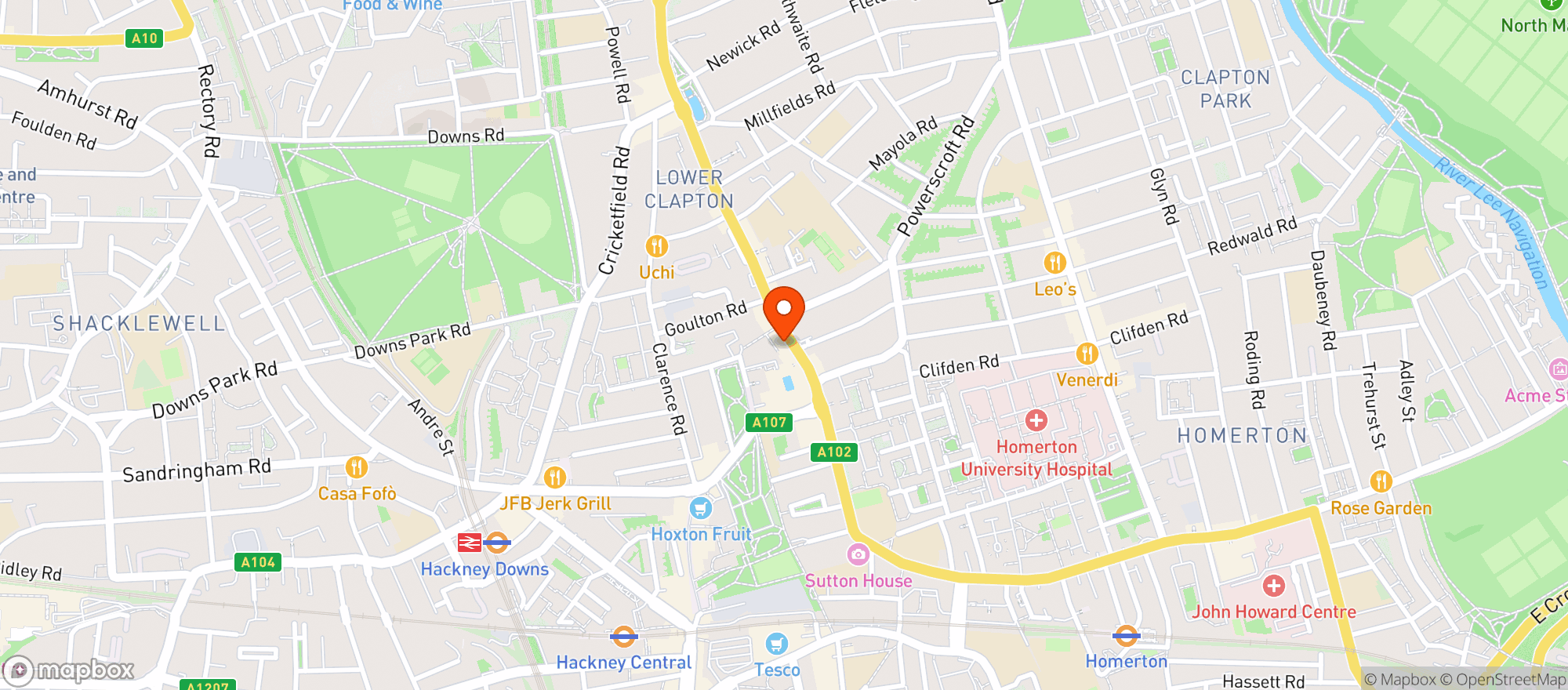 Map showing Clapton Craft E5