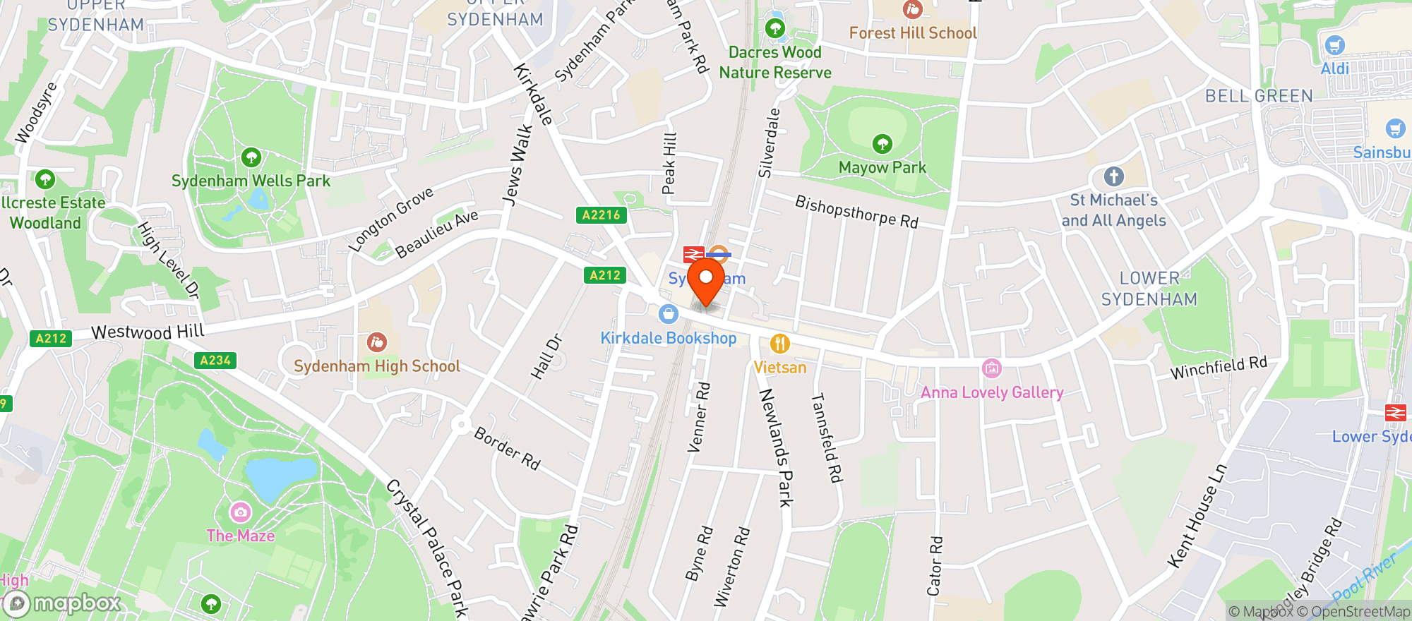 Map showing Kenrick's Sydenham