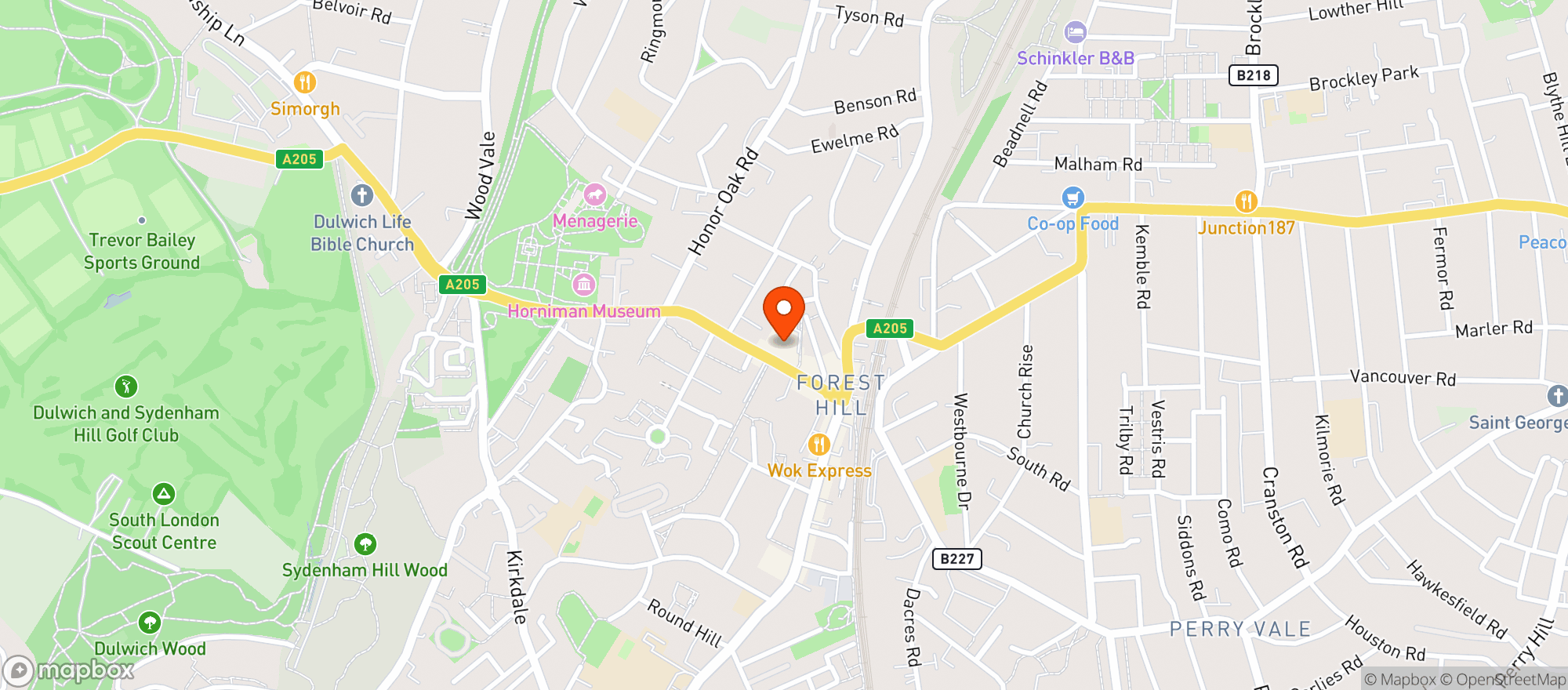 Map showing Sainsburys Forest Hill