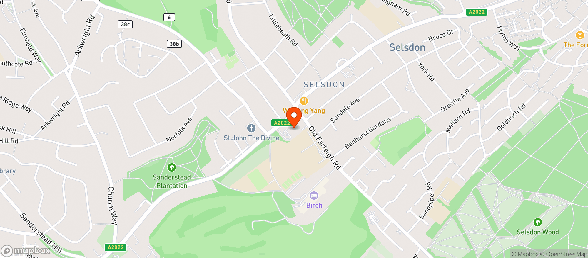 Map showing Sainsburys Selsdon
