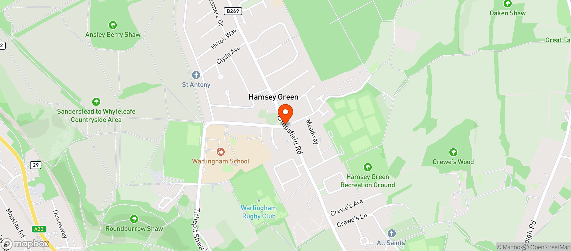 Map showing Sainsburys Warlingham