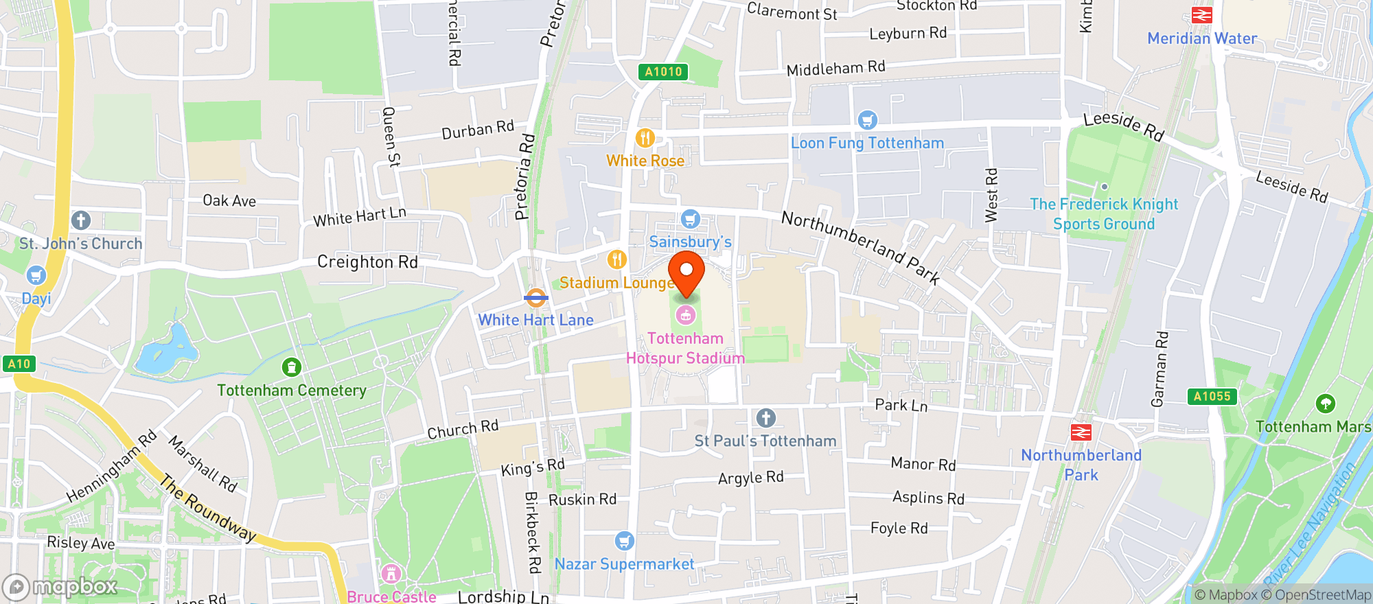 Map showing Tottenham Hotspur Stadium