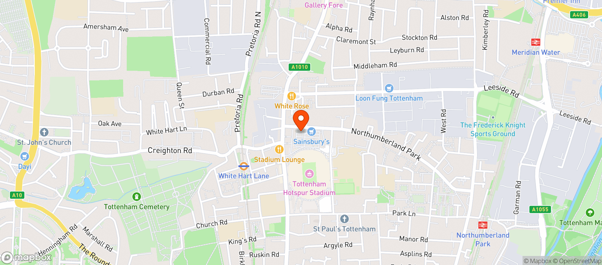 Map showing Sainsburys Tottenham