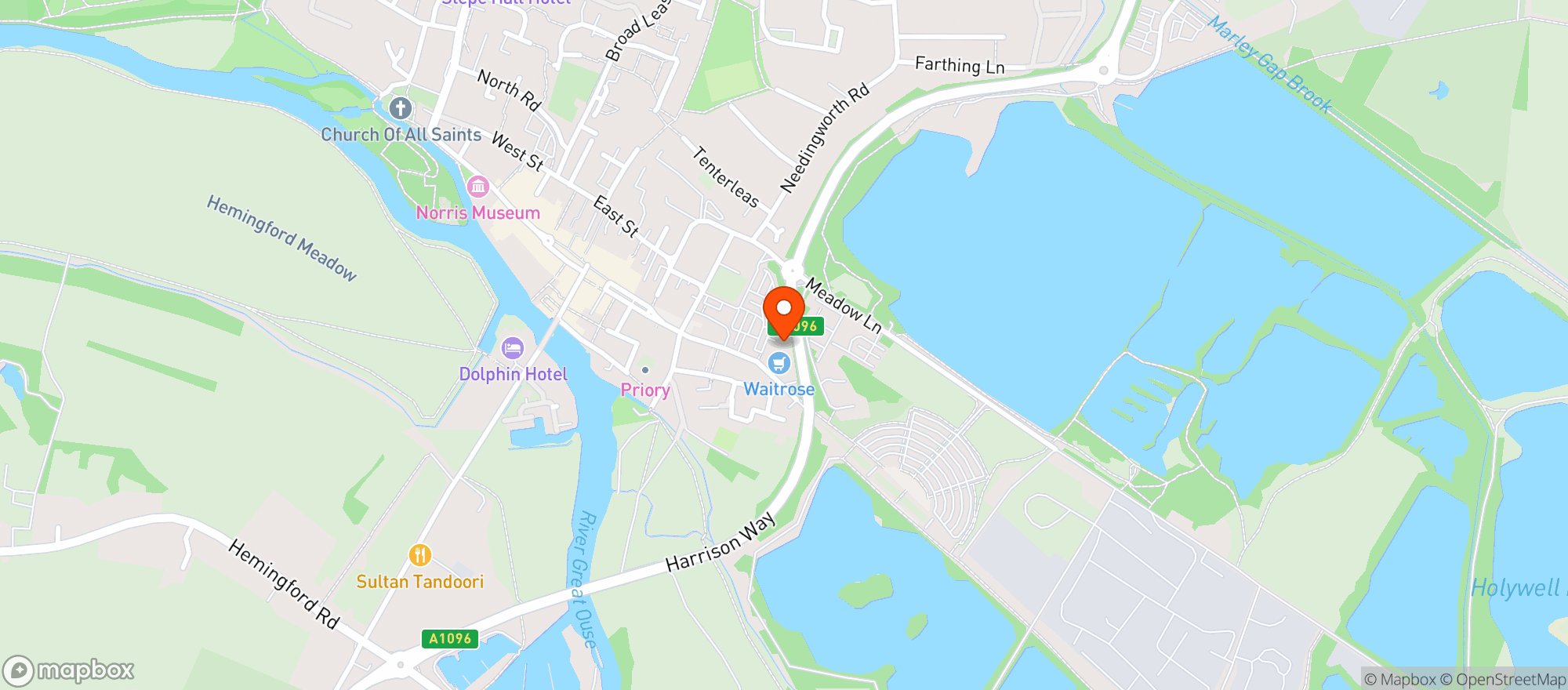 Map showing Waitrose St Ives