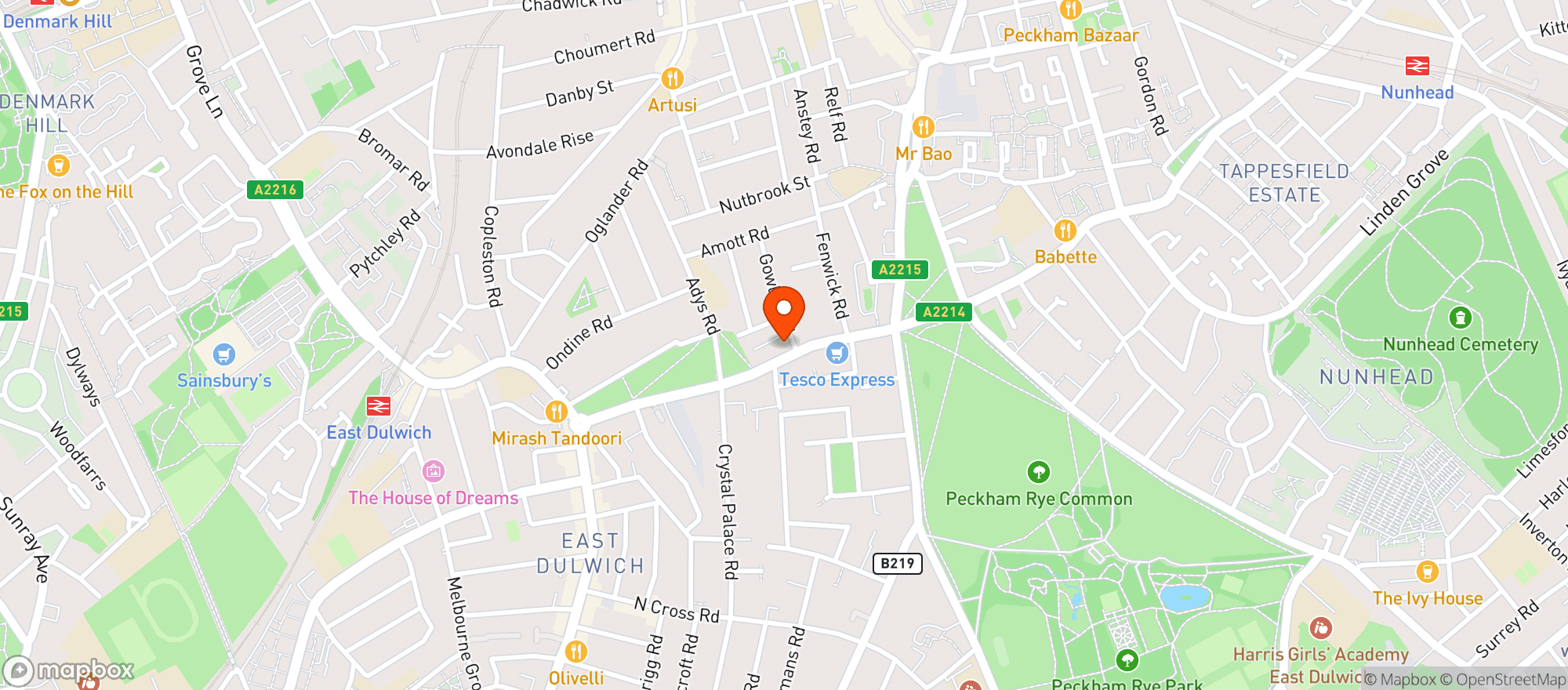 Map showing Hop Burns & Black