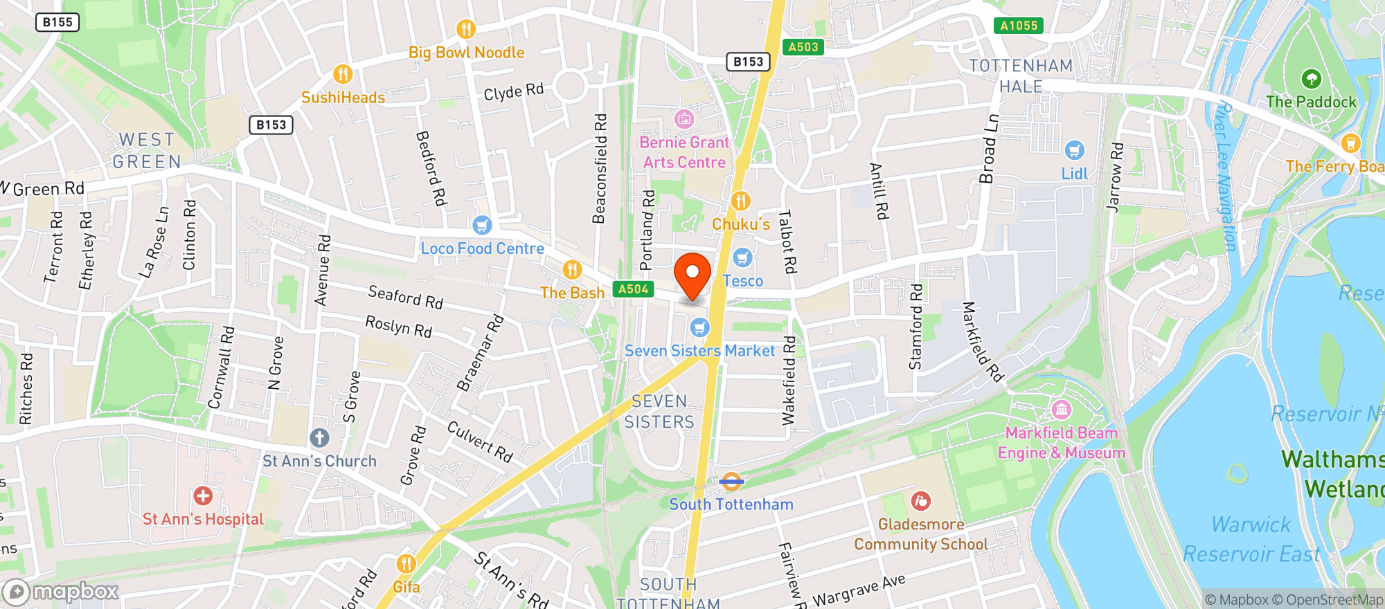 Map showing Tottenham Wine