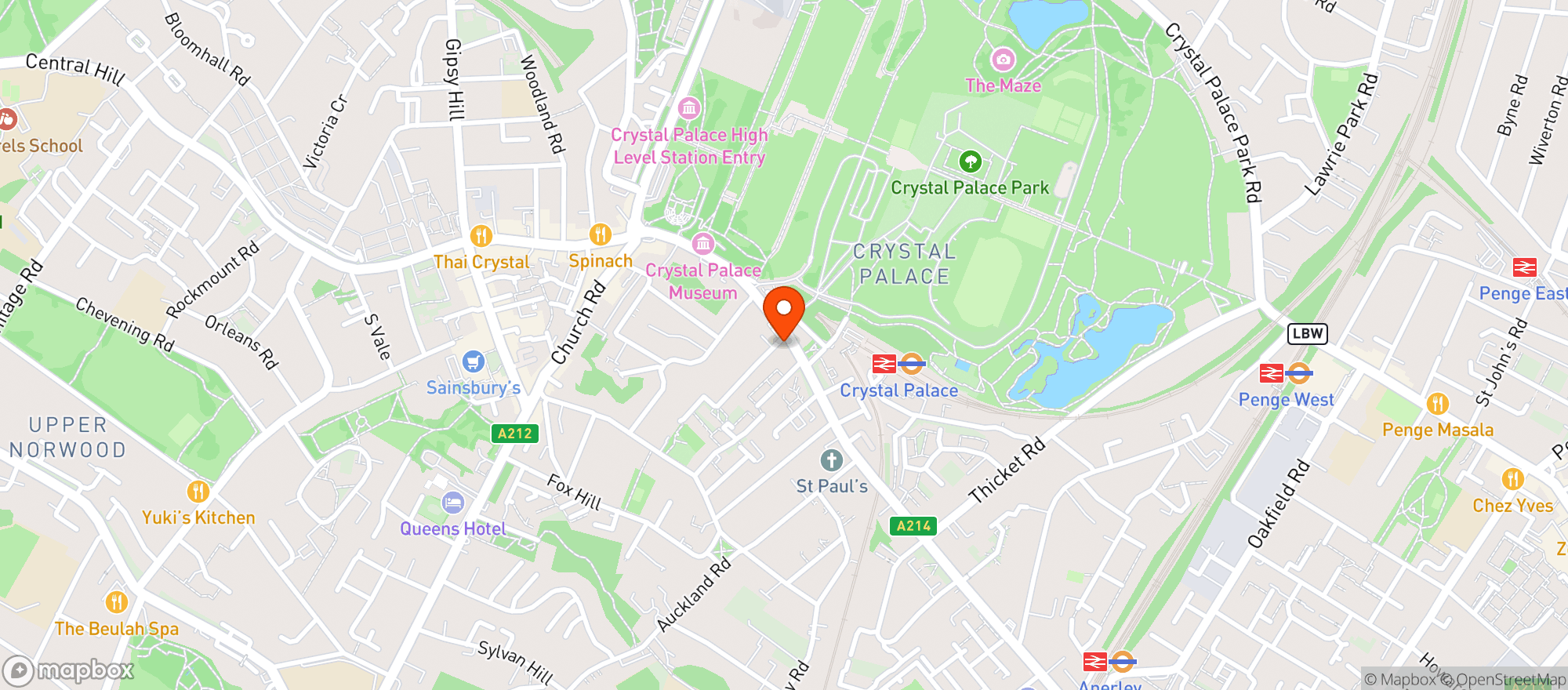Map showing Crystal Palace Wine Club