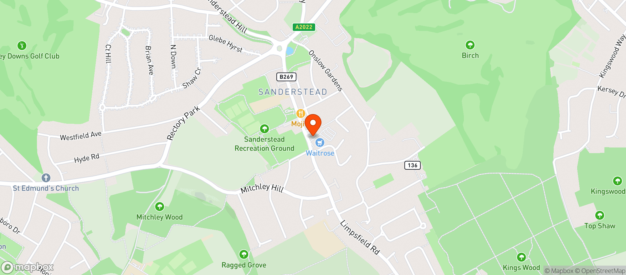Map showing Waitrose Sanderstead