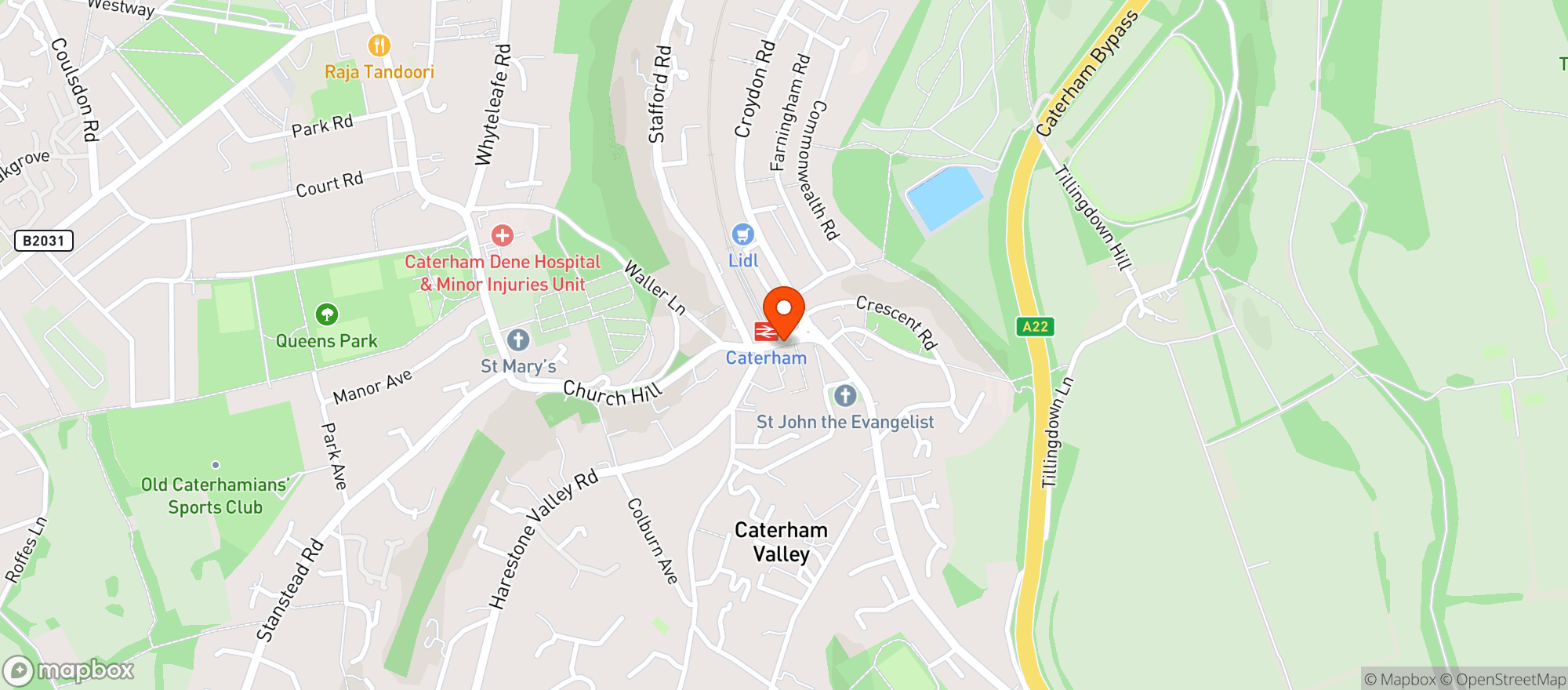Map showing Waitrose Caterham
