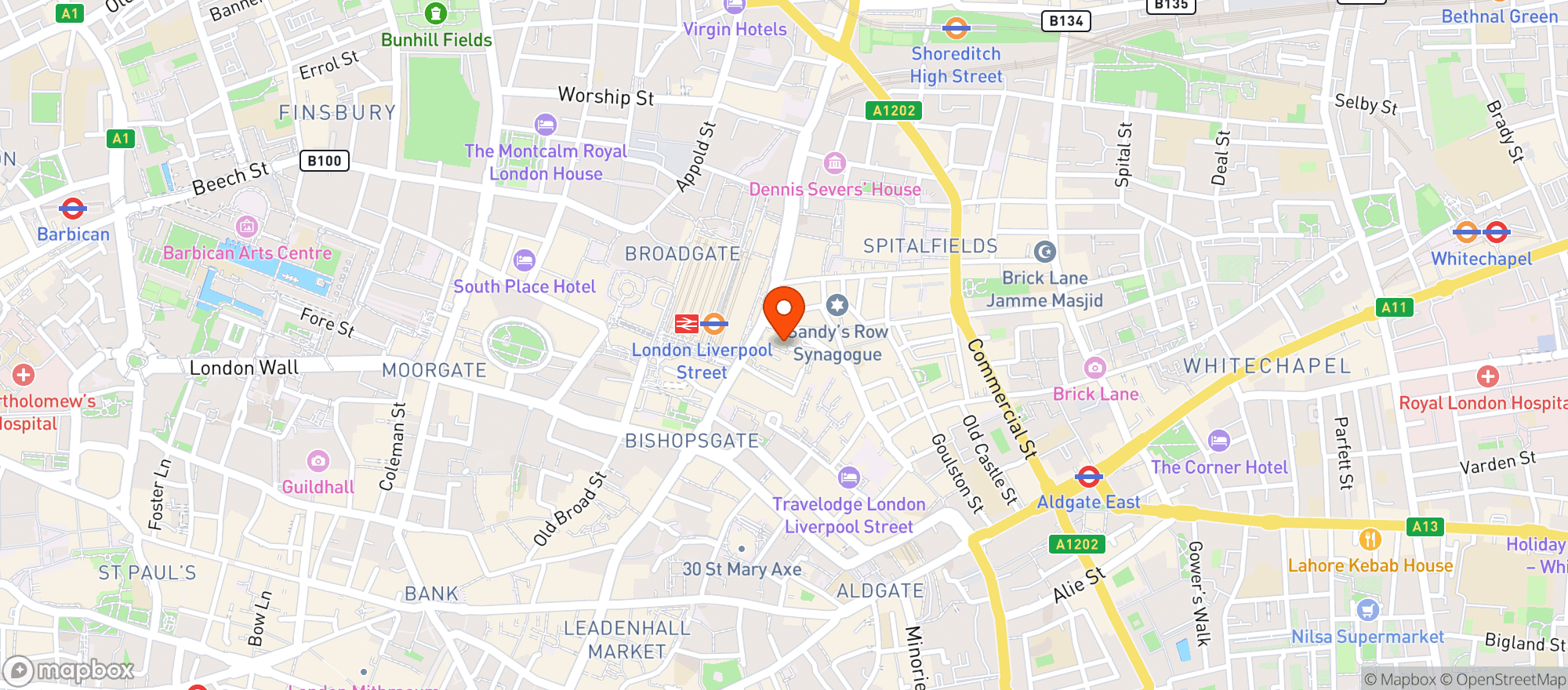 Map showing New Street Grill