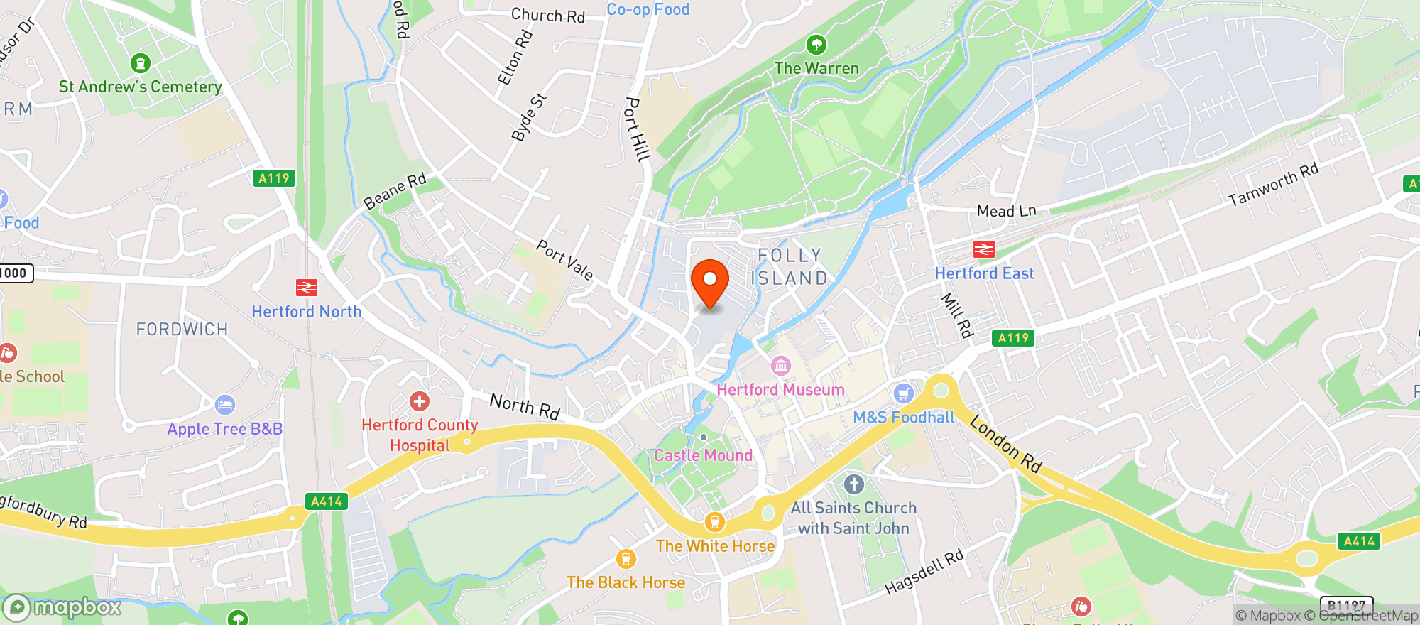 Map showing Sainsburys Hertford