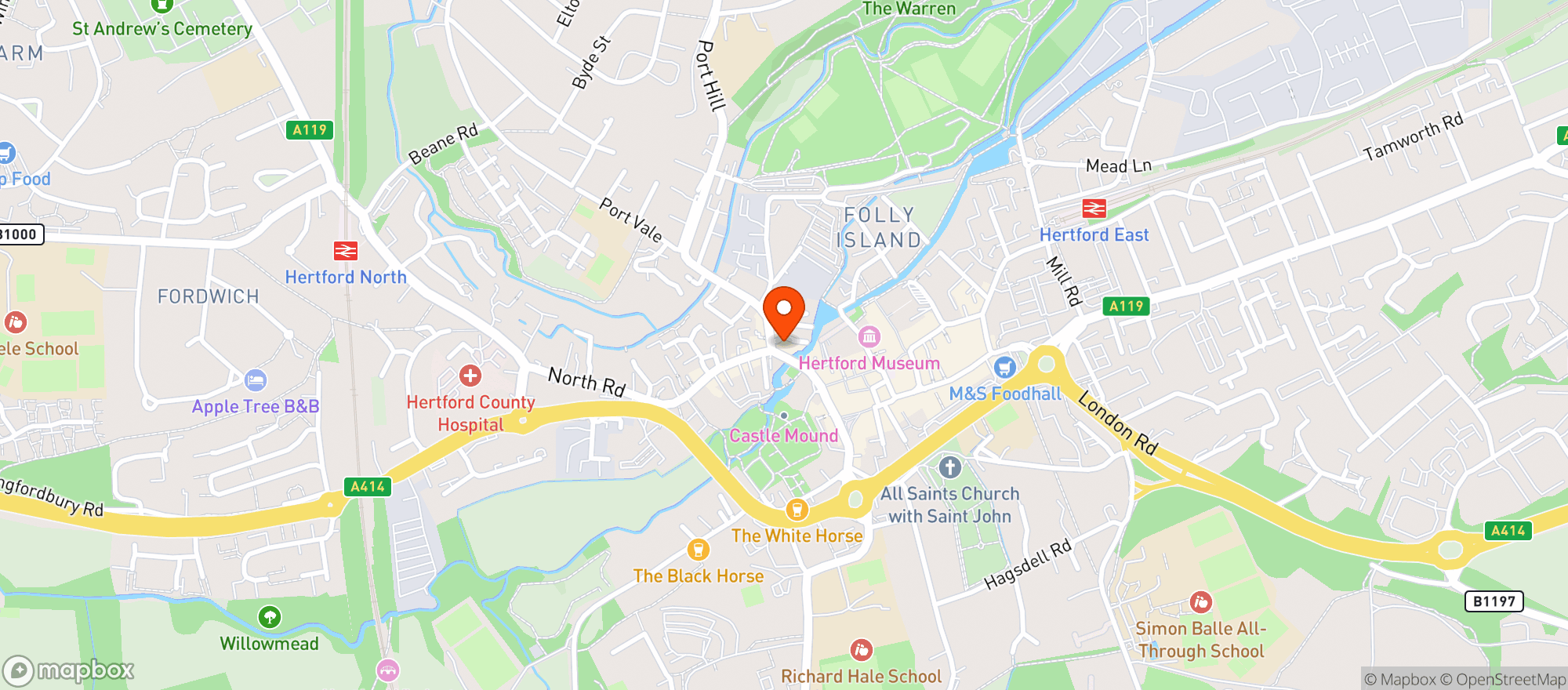 Map showing Natural Health Hertford