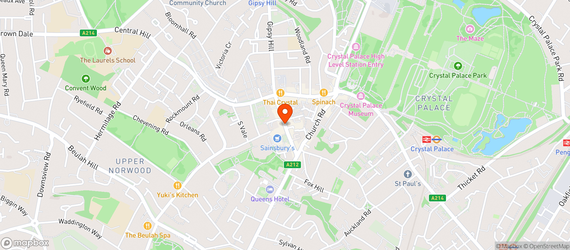 Map showing Sainsburys Upper Norwood
