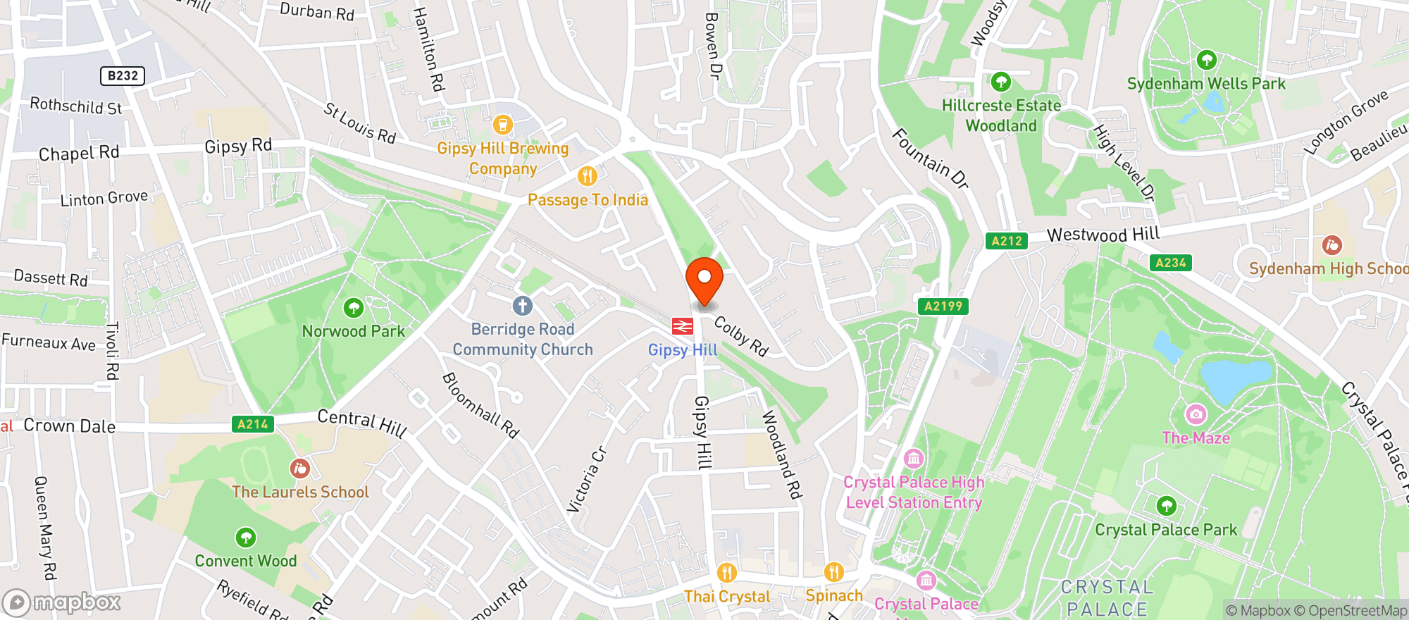 Map showing The Bull & Finch