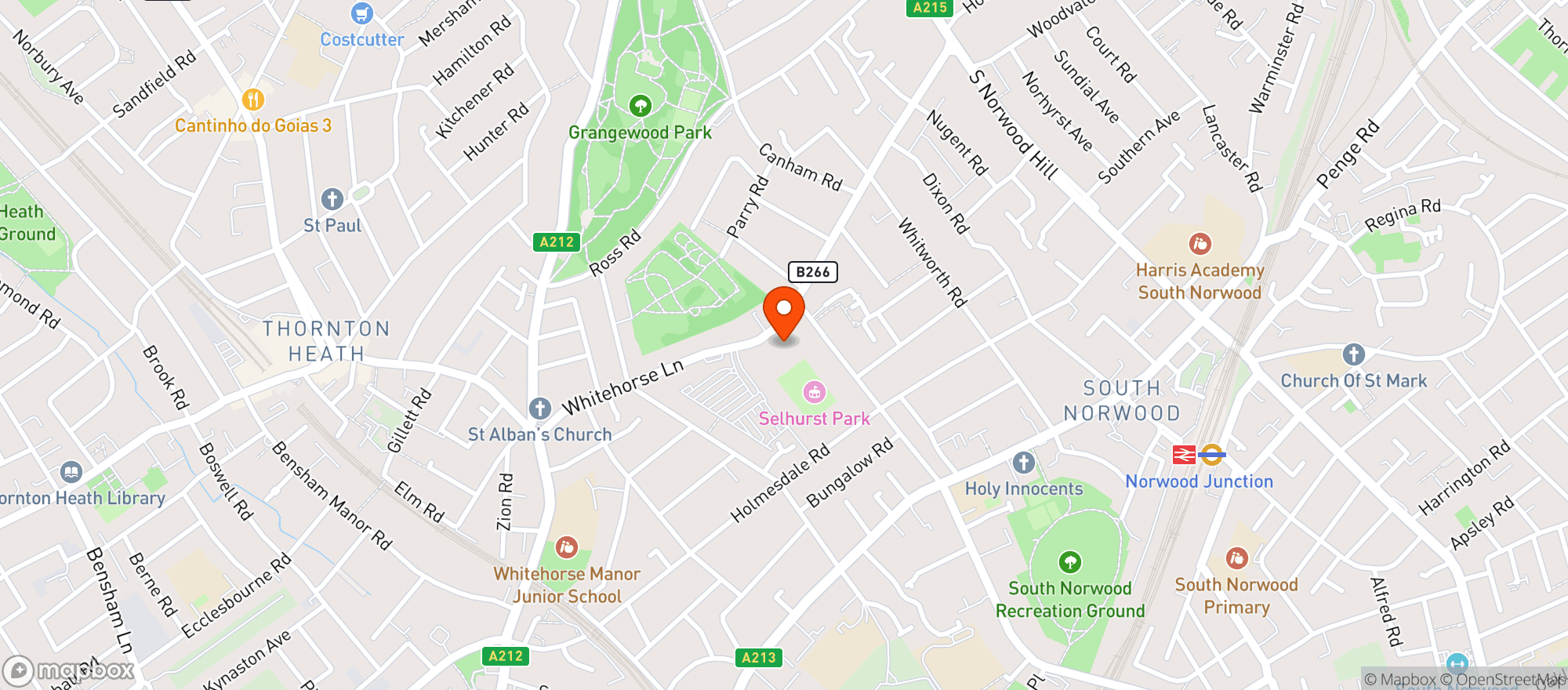 Map showing Sainsburys Crystal Palace