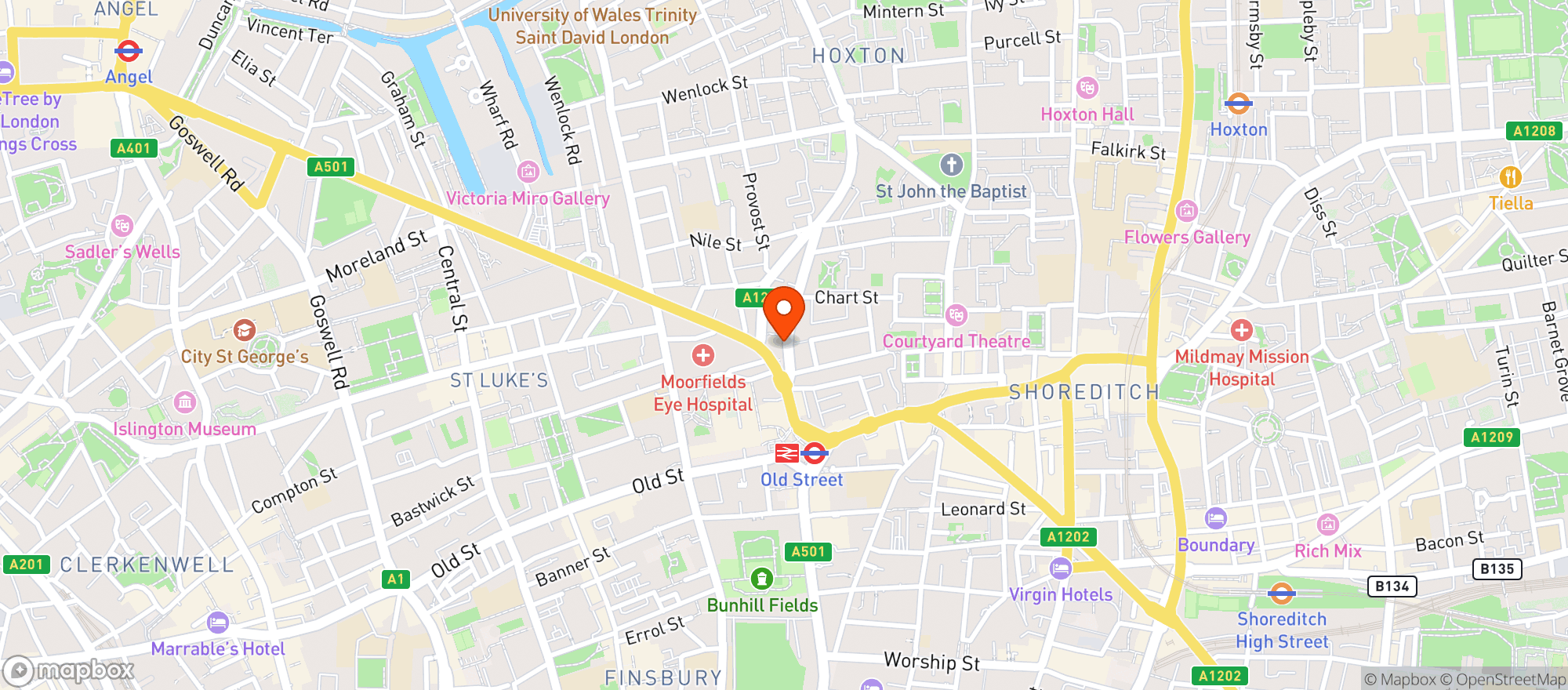 Map showing Alchemsit Old Street