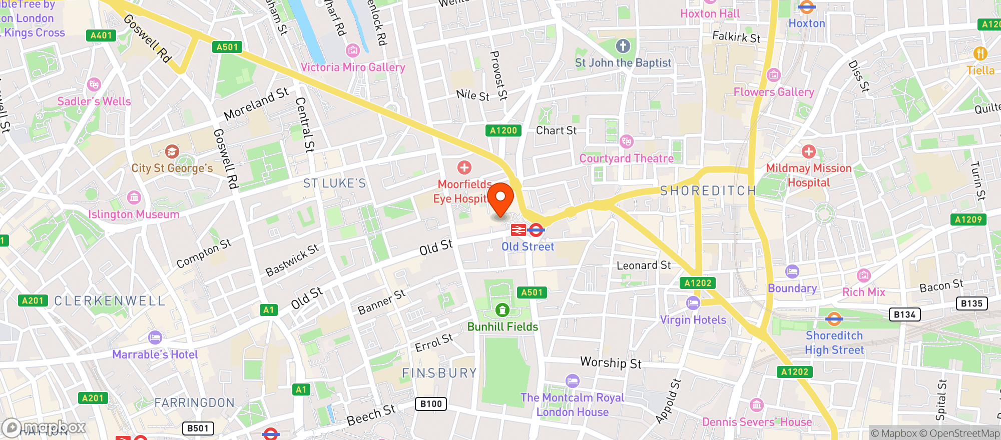 Map showing Old Street Tavern