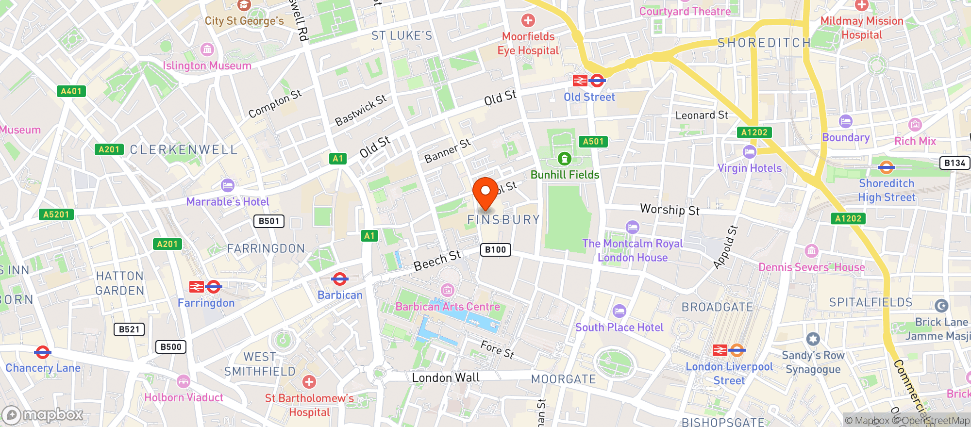 Map showing Waitrose Barbican