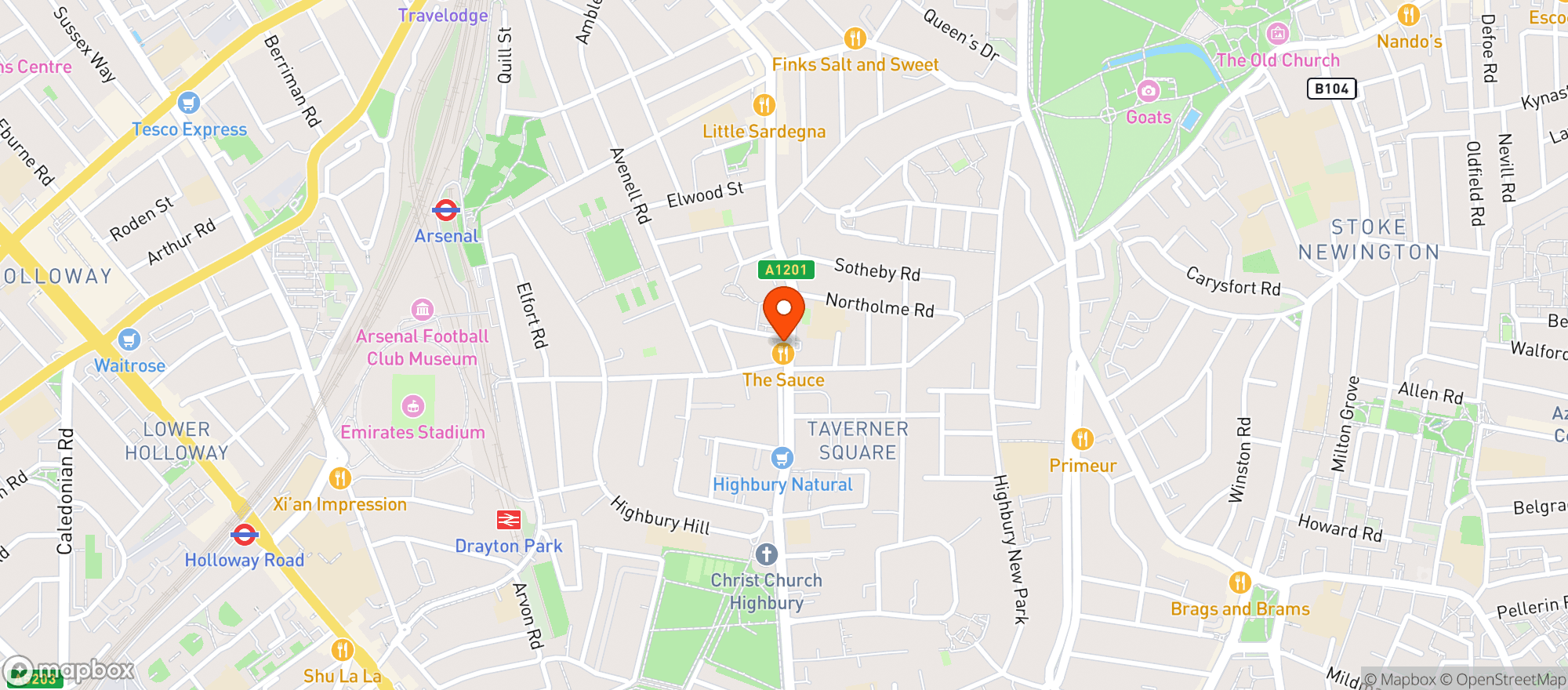 Map showing Highbury Vintners