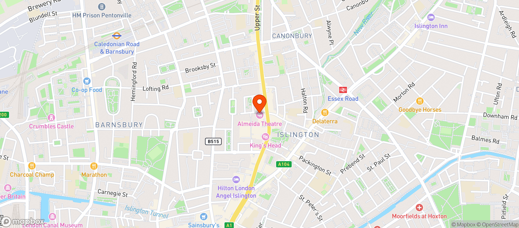 Map showing Almeida Theatre