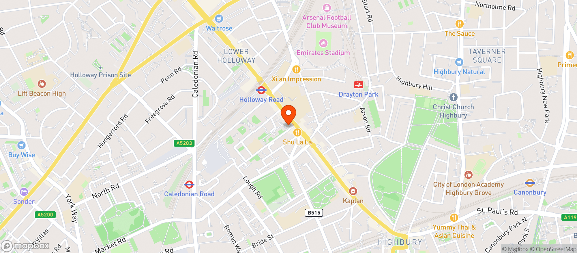Map showing Majestic Islington