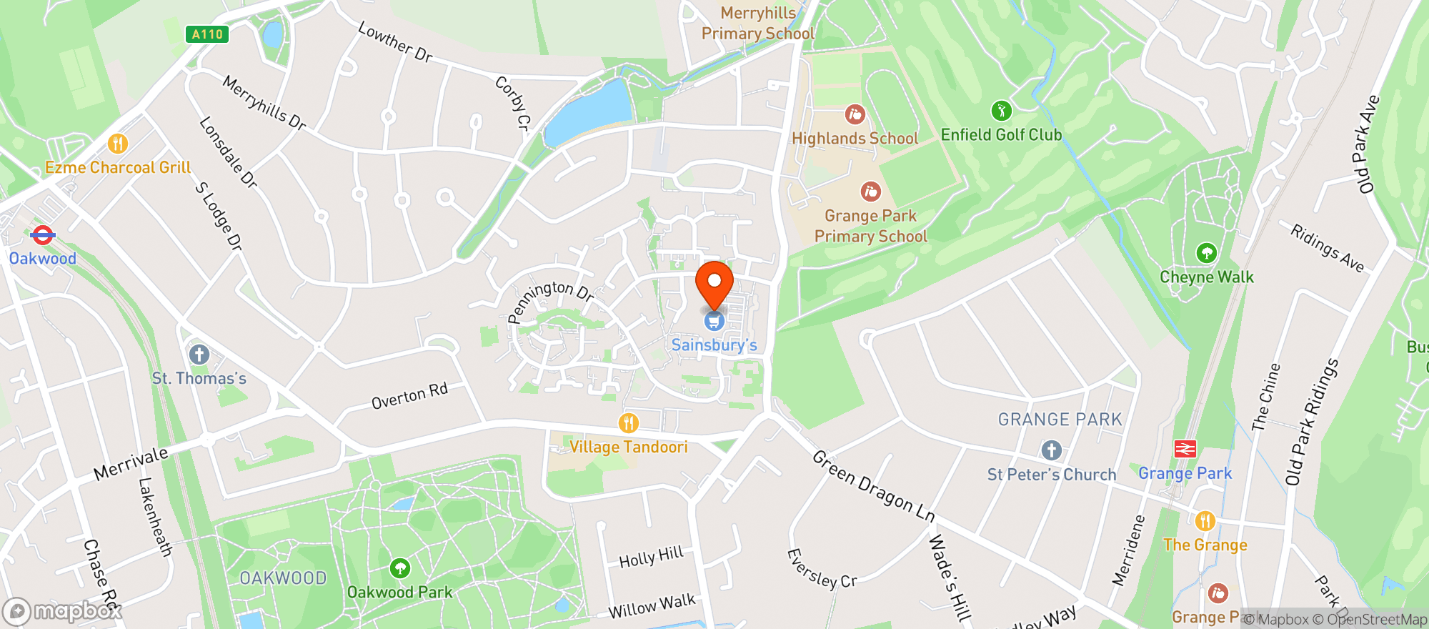 Map showing Sainsburys Highlands Village