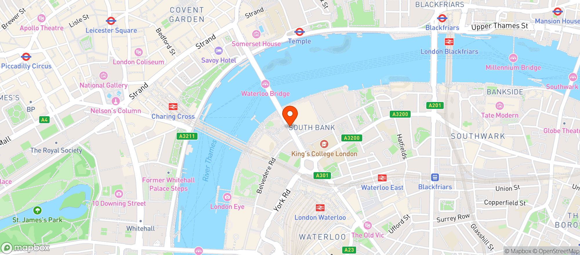 Map showing Bfi Southbank
