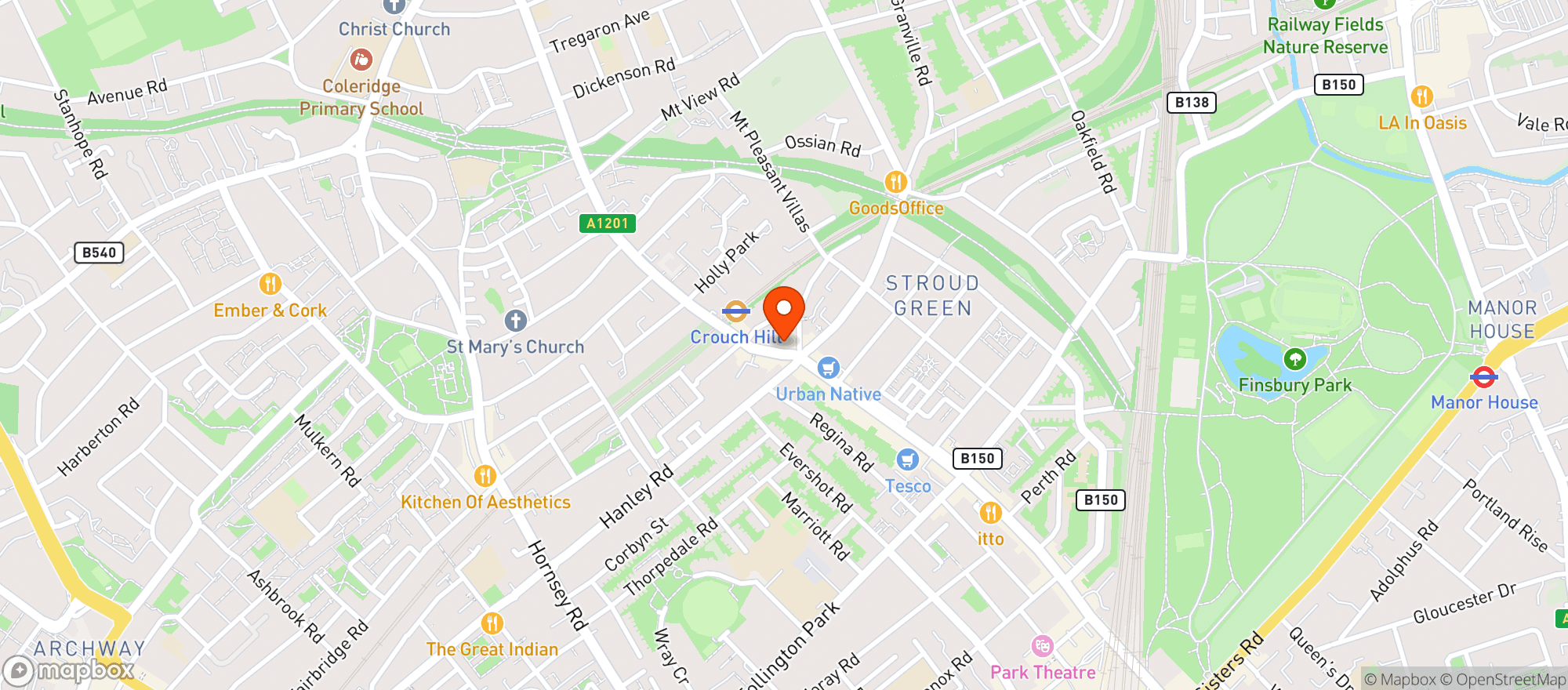 Map showing Crouch Hill Pantry
