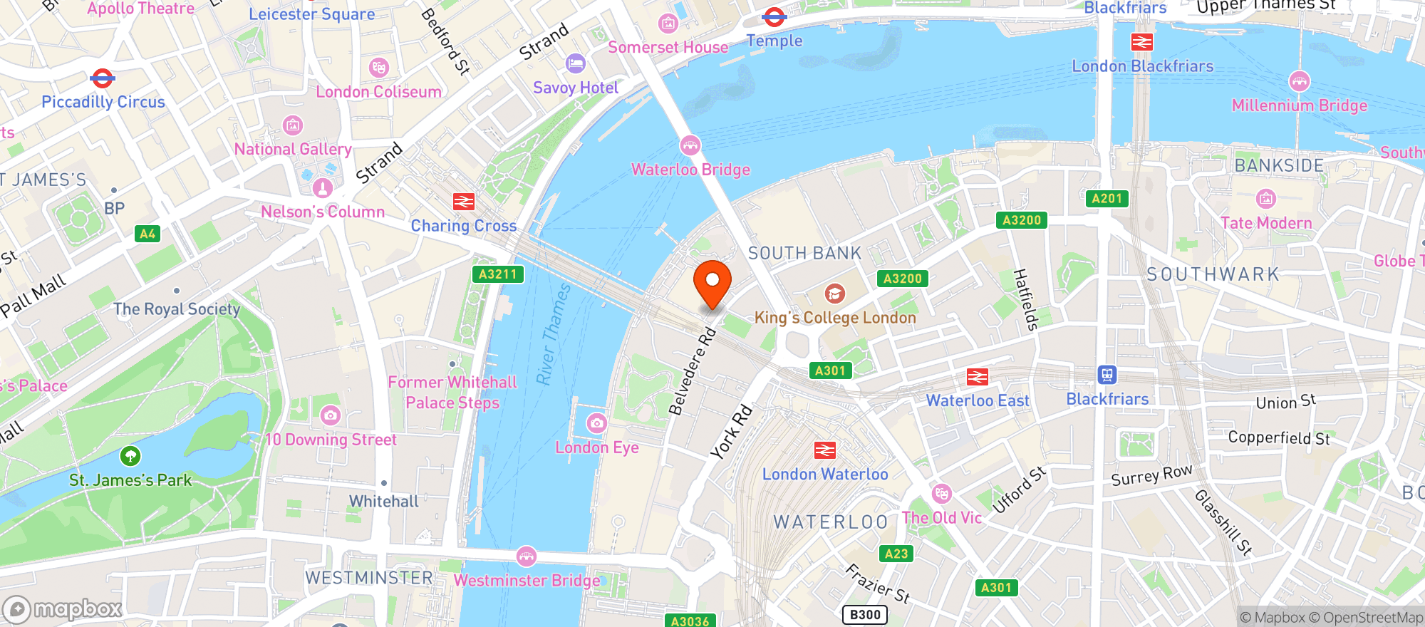 Map showing Southbank Centre Food Market