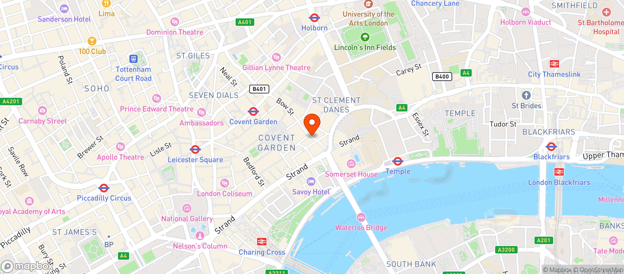 Map showing Be At One Covent Garden
