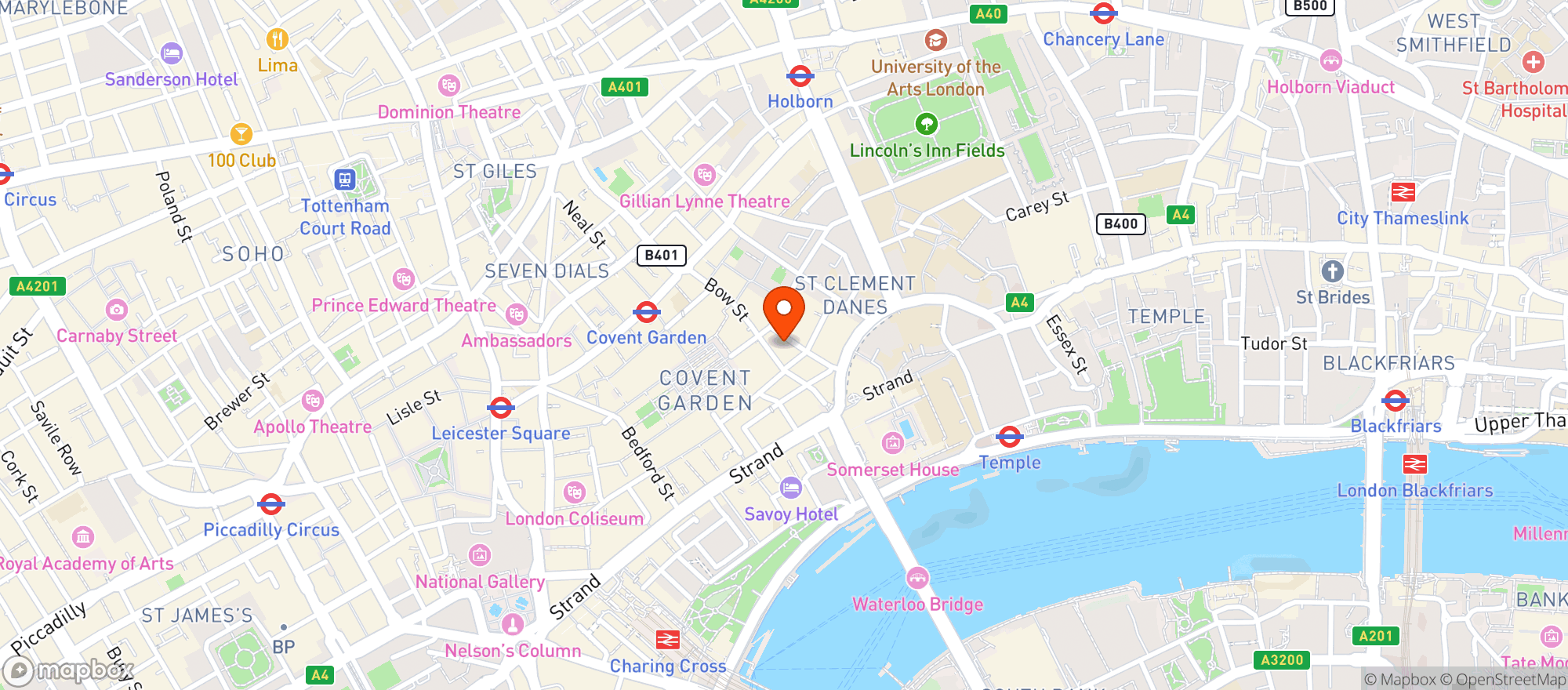Map showing Bodean's Covent Garden