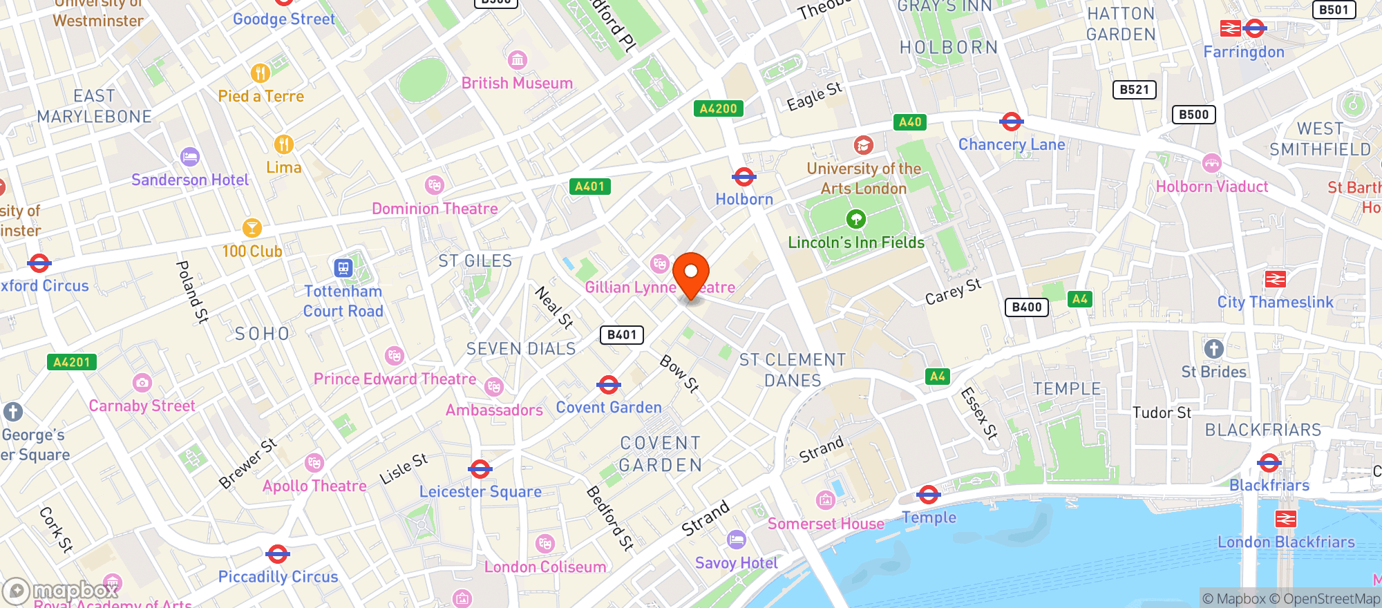 Map showing Prince Of Wales (covent Garden)