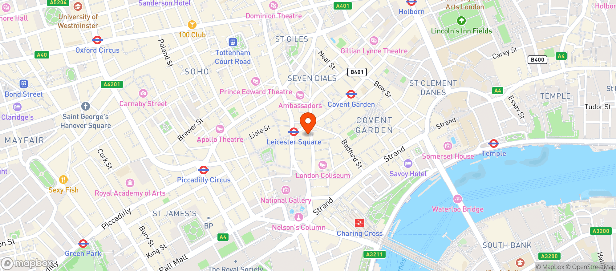 Map showing Browns Covent Garden