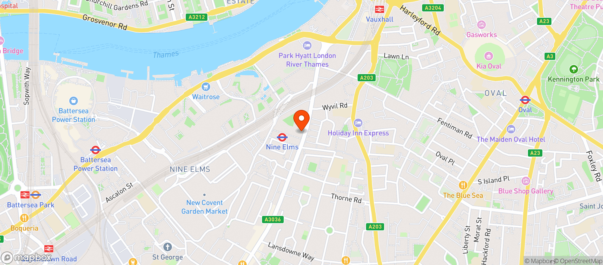 Map showing Sainsburys Nine Elms
