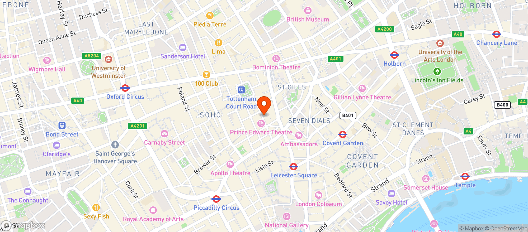 Map showing Be At One Greek St