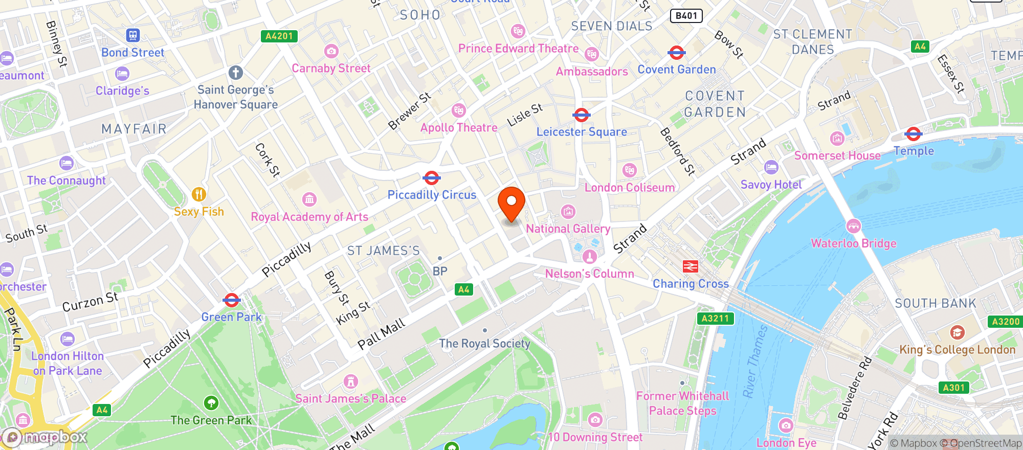 Map showing Theatre Royal Haymarket