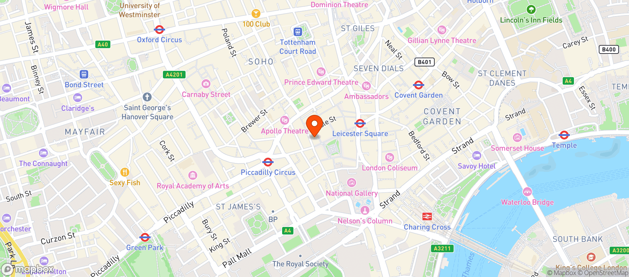 Map showing Burger & Lobster Leicester Square