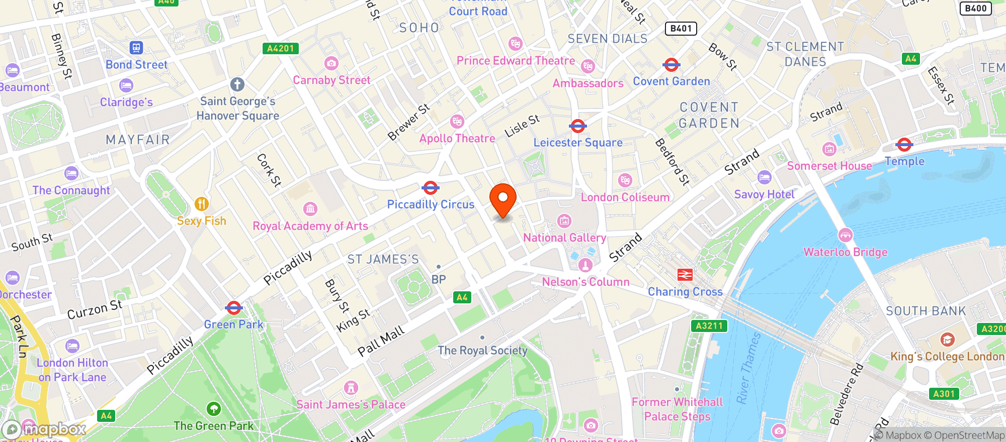 Map showing The Z Hotel Piccadilly