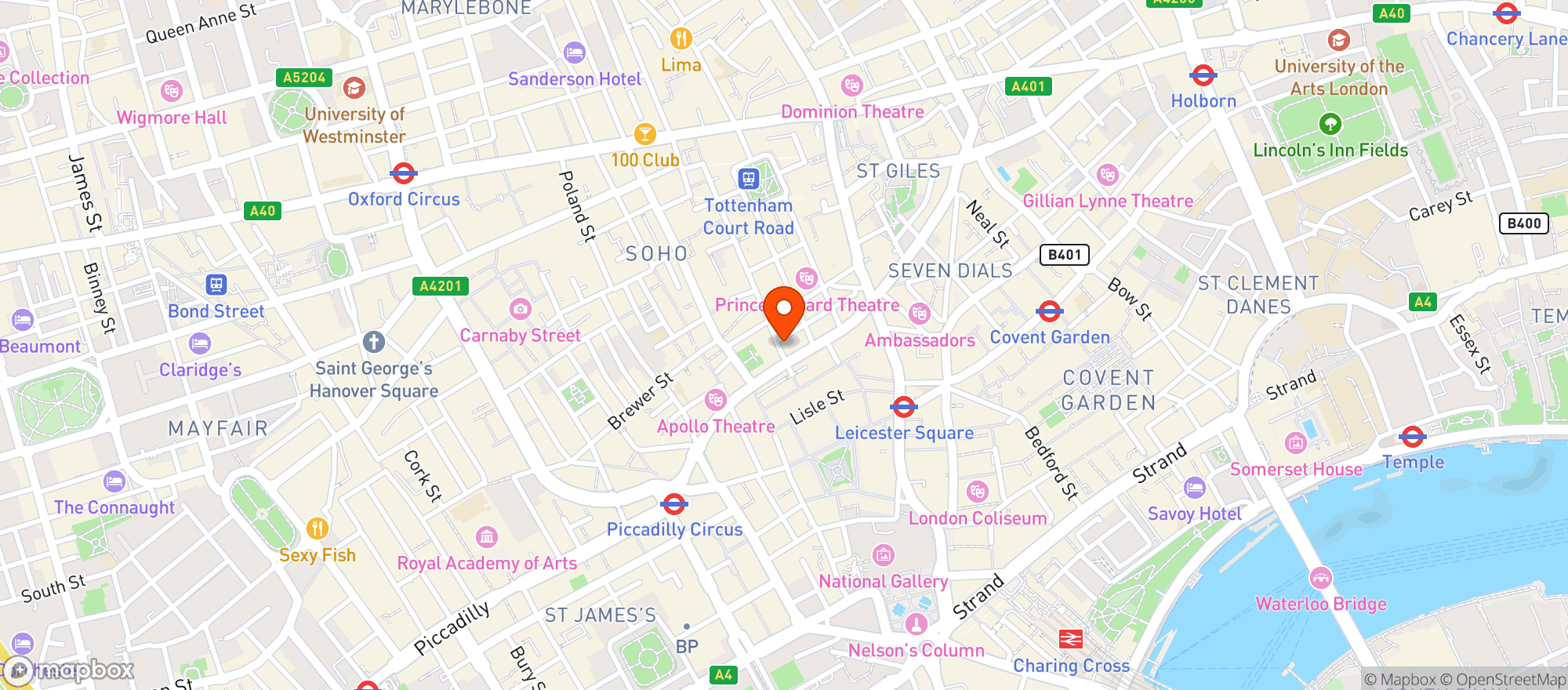 Map showing Golden Lion (soho)