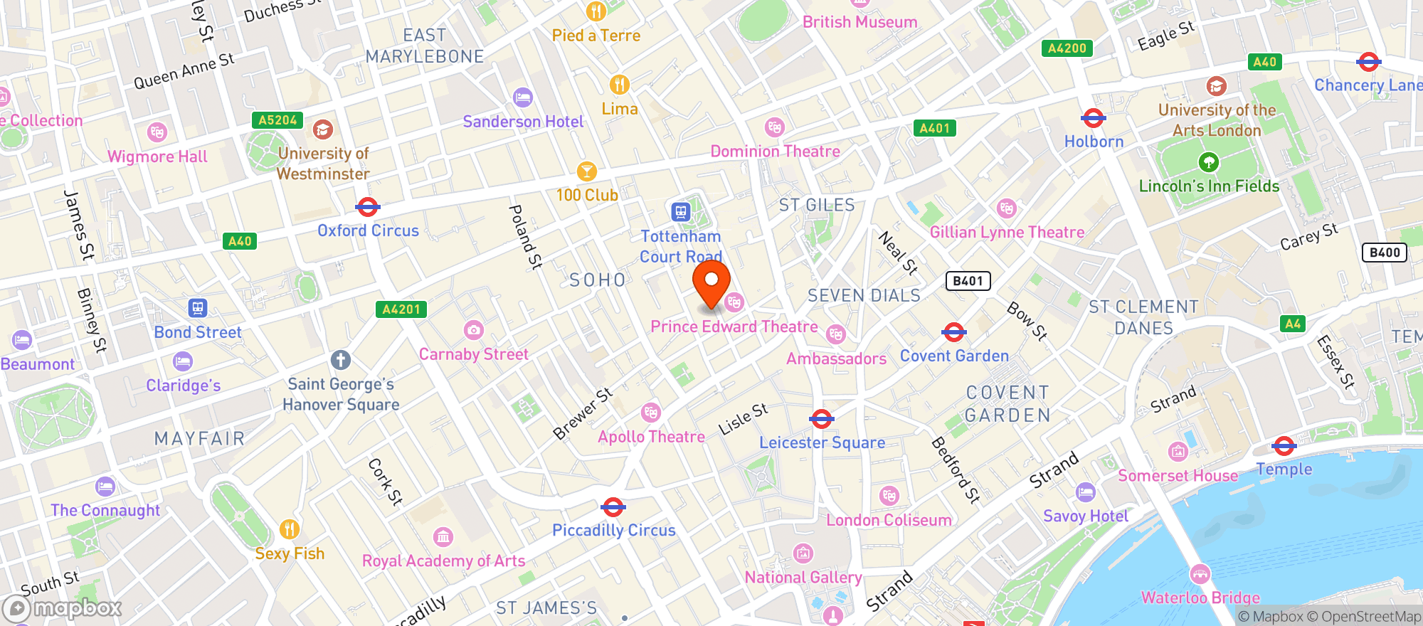Map showing Ronnie Scotts