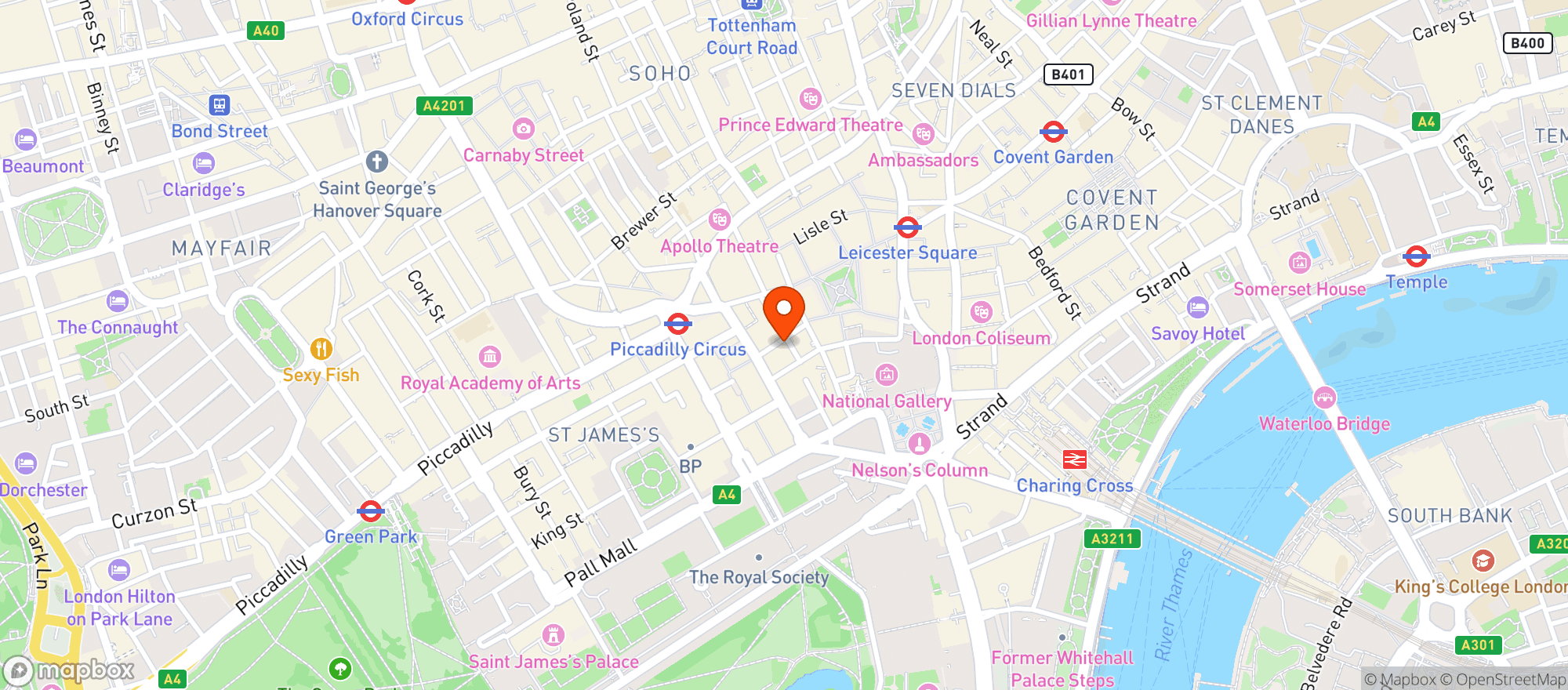 Map showing Harold Pinter Theatre